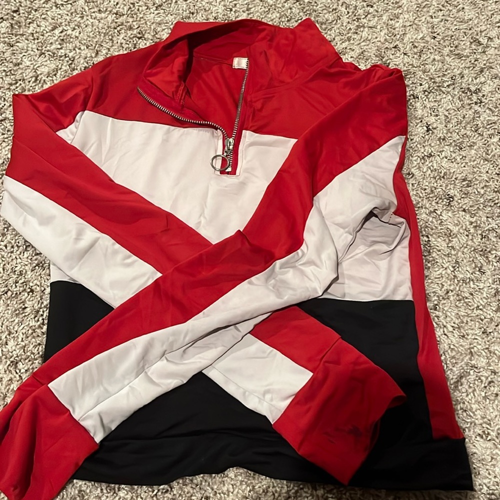 Half zip, Circle chain, Race car jacket aesthetic